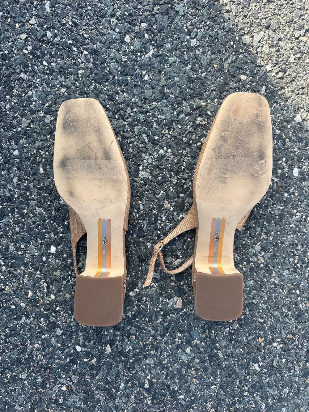 Sam Edelman Tan Textured Slingback Low Block Heel Pumps - Picture 5 of 5